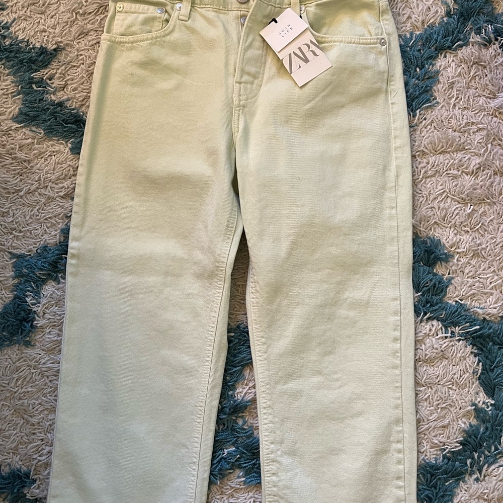 Green Zara flair jeans nwt